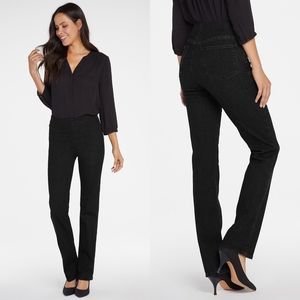 NWT Nydj S (0-2-4) Marilyn straight pull on jeans black stretch lift comfort